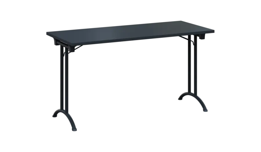 SLA 140 lak skládací jednací stůl 1394x600, deska 25 mm, podnož černý lak, deska antracit